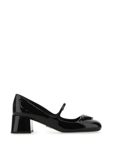 prada logo patch heeled pumps|Prada heels.